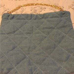 LOFT Quilted Blue Shoulder Bag with Gold Chain